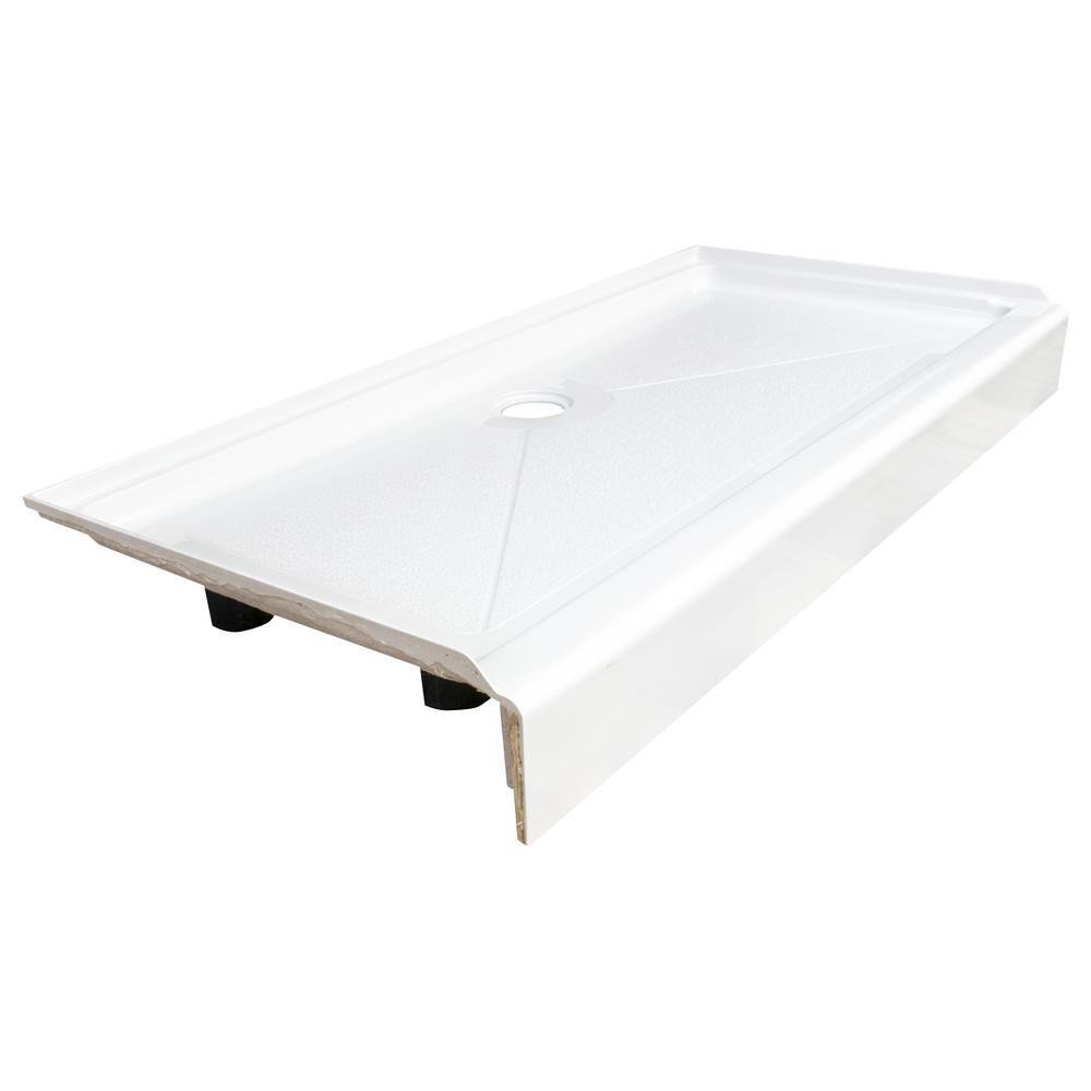 27" x 54" Fiberglass Shower Base Center Drain